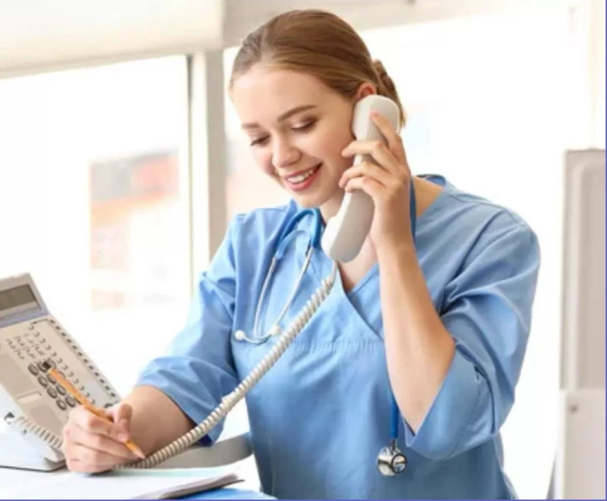 Medical professional on phone